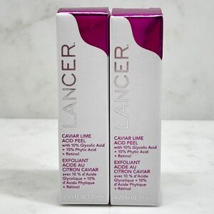 2x Lancer Caviar Lime Acid Peel Minis - Total 0.50 fl oz/15 ml - New In Box